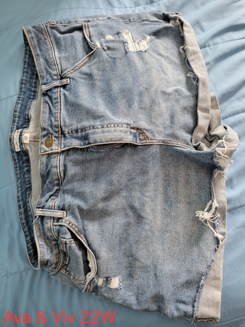 Ava & Viv Light Blue Distressed Denim Shorts